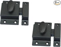 QCAA Traditional Large Oval Turn Cabinet Latch, Solid Brass, 2", for Cupboard & Other Furniture, Matte Black, 2 Pack, Made in Taiwan
