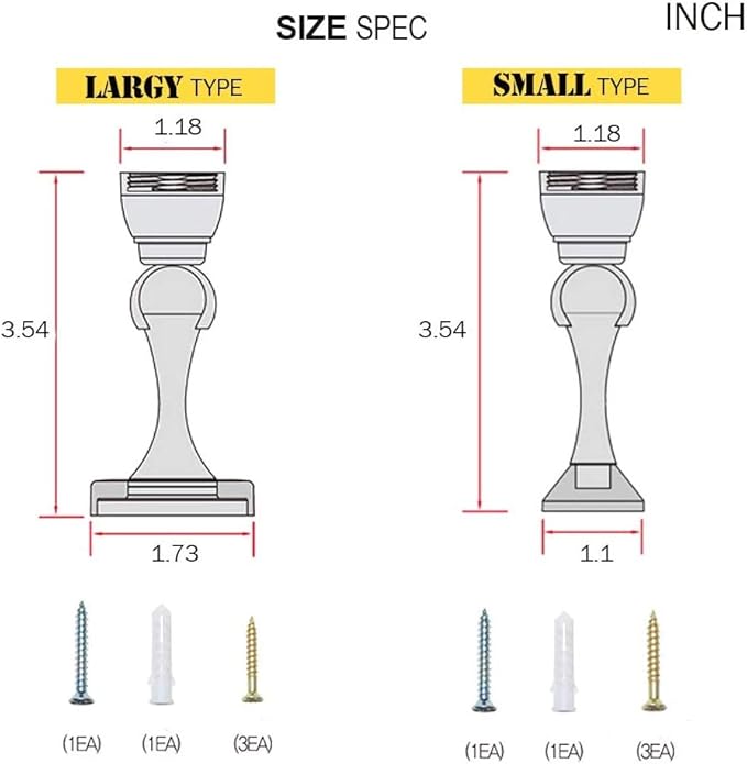 Magnetic Door Stop, Stainless Steel, Magnetic Door Catch, Door Holder, Door Stops, Wall Mounted, Floor Mounted, Door Banging Prevention (Large x 20pack, Satin Nickel)