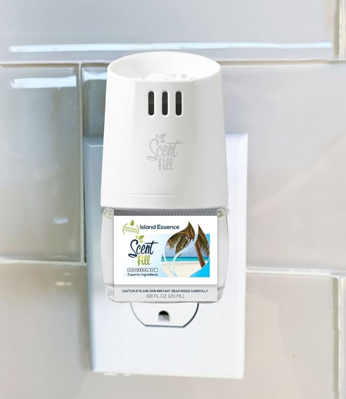 Scent Fill Island Essence Plug in Air Freshener, 4 Scented Oil Refills