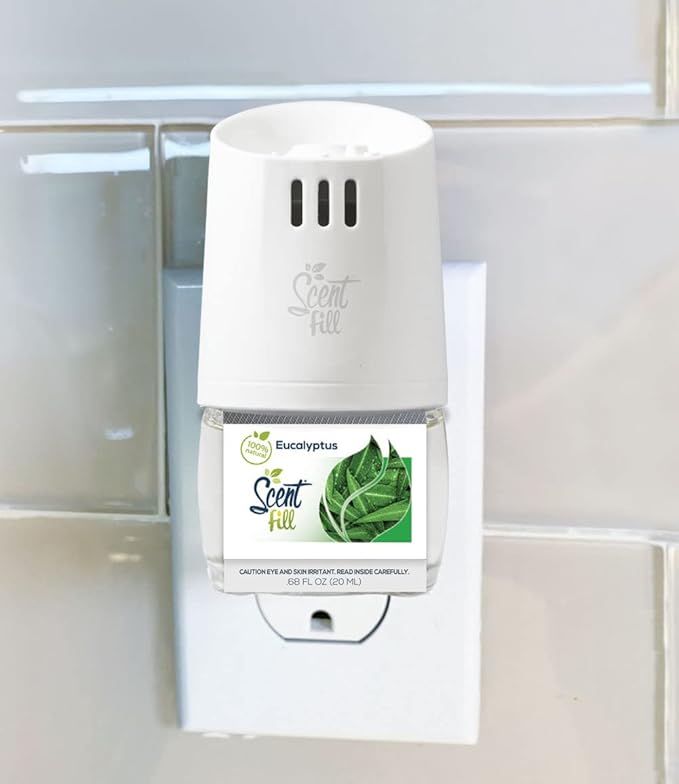 Scent Fill 100% Natural Eucalyptus Plug in Air Freshener, Scented Oil Refills, 3 Refills