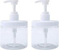Cosywell Pump Bottle Dispenser Plastic Refillable Bottles Wide Mouth Jar Style Empty Bathroom Shower Containers for Lotion Shampoo Conditioner (Clear, 2X 500ml)