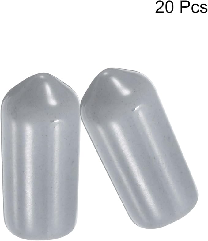 uxcell 20pcs Rubber End Caps 7mm ID Vinyl PVC Round Tube Bolt Cap Cover Screw Thread Protectors Grey