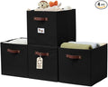 DECOMOMO Storage Baskets, 13x15x13 Storage Cube Bins with Labels for Organizing Shelves Kallax (Kallax / 4pcs, Black)