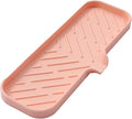 Silicone Bathroom Soap Dishes with Drain Spout-Bathroom and Kitchen Sink Organizer,Sponge Holder,Dish Soap Tray,Perfect for Dispenser,Scrubber,Bottle,Cup on Sink or Counter-Pink 12"×4"