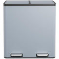 AthLike 60L(16 Gal) Dual Trash Can, Stainless Steel Kitchen Garbage Can, Double Compartment Classified Rubbish Bin, Recycle Dustbin w/Plastic Inner Buckets, Soft-Close Lid, Airtight (Haze Blue)