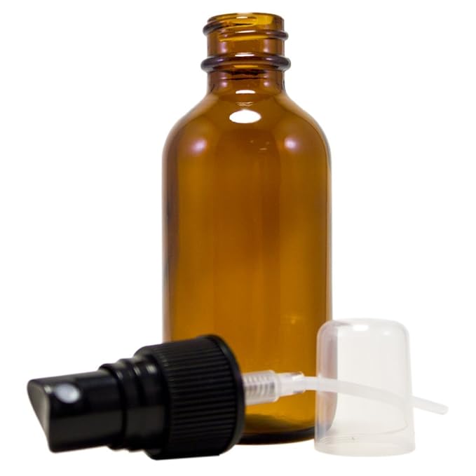 2 fl oz Amber Glass Bottle with Black Spray Cap (12 Pack)