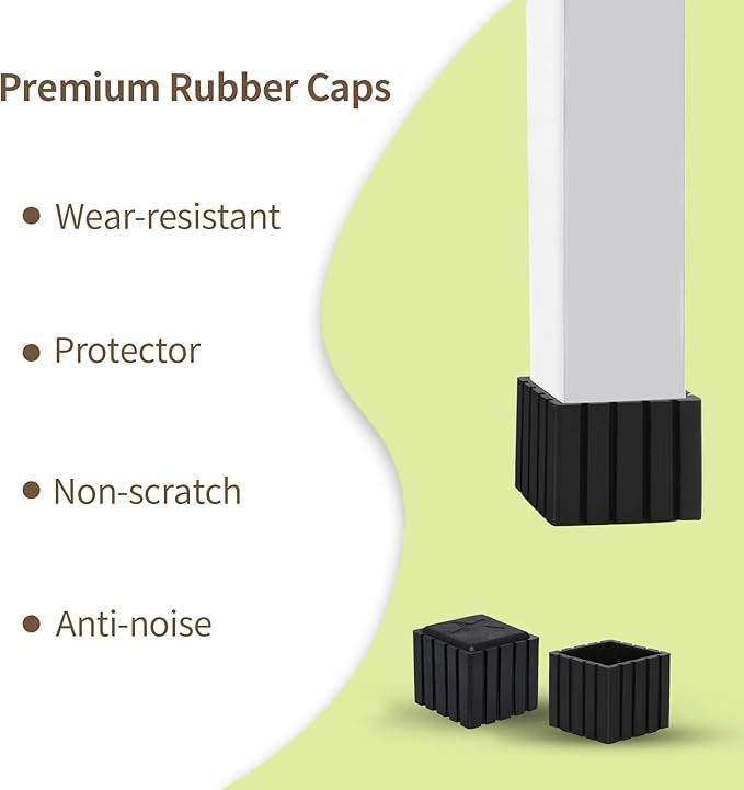 Flyshop Anti-Skid Non-Marking Synthetic Rubber Patio Chair Table Leg Caps Square Furniture Covers 20pcs, Black, 22 mm x 22 mm, 7/8" x 7/8"
