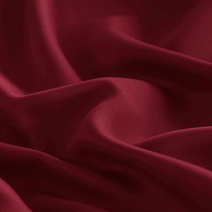 DWCN French Door Curtains – Rod Pocket Thermal Blackout Curtain for Doors with Glass Window, Kitchen and Patio Doors for Privacy, 12 X 72 Inches Long, 1 Curtain Panel with Tieback, Burgundy