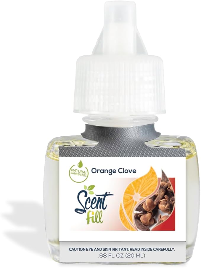 Scent Fill Fall Plug in Air Freshener Kit (Relax Blend, Cinnamon Apple, Orange Clove, Sweet & Spicy Cinnamon Nutmeg), 4 Refills + Diffuser