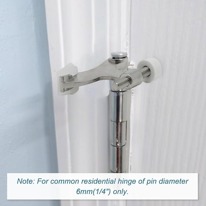 8 Pack Hinge Pin Brushed Nickel Door Stopper, Adjustable Heavy Duty Hinge Pin Door Stop with Rubber Bumper Tips