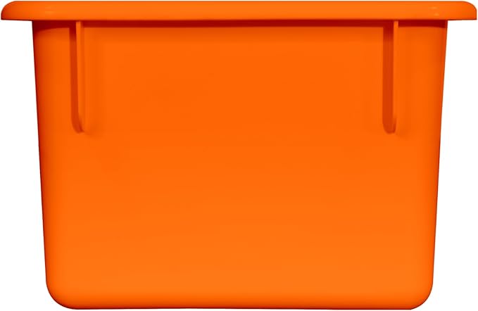 Wood Designs Cubby Storage Bin, Heavy Duty Plastic Containers for Kids Orange Cubby Tray Set of 12
