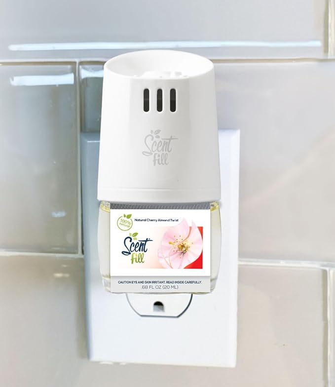 Scent Fill 100% Natural Cherry Almond Twist Plug in Air Freshener, Scented Oil Refills, 3 Refills