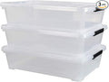 3-Pack Plastic Under Bed Storage Box Container, 40 Quart Clear Stackable Storage Box Wheeled Latching Box