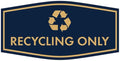 Fancy Recycling Only Sign (Navy Blue/Gold) - Large