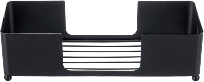 MyGift Modern Matte Black Metal Tabletop Commercial Folded Paper Towel Holder, Countertop Disposable Napkin Dispenser Tray for Guest Bathroom