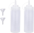 Squeeze Bottles for Sauces 2 Pack, Ketchup Bottle 12 Ounce Plastic Dressing Squirt Bottle with Cap Lids and Funnel, Condiment Bottles for Liquids BBQ Dressing Pancake Art Dispenser