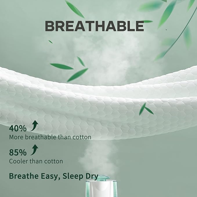OhGeni 100% Waterproof Mattress Protector, Queen Size Mattress Pad, Fits 6"-20" Mattresses with Deep Pocket, Cooling, Breathable Fitted Sheets, Soft Bed Cover, Noiseless, Machine Washable