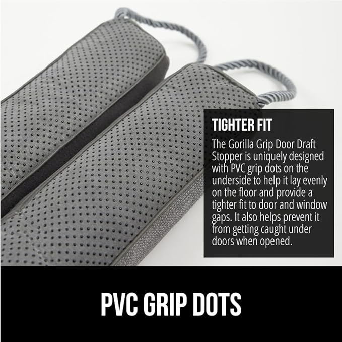 GORILLA GRIP Door Draft Stopper for Bottom of Doors, Weather Stripping Seal Blocks Hot Air, Noise, Bugs, Keeps Cold AC in, Sound Proofing Easy Install Gap Filler, Home Essentials, 36 Inch, Slate Gray