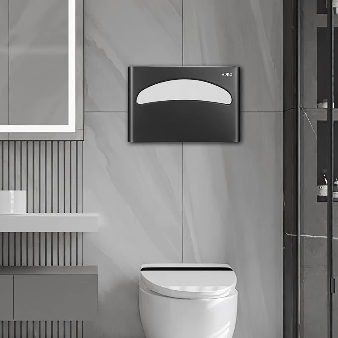 Toilet Seat Cover Dispenser Wall Mounted SUS 304 Stainless Steel (Matte Black)