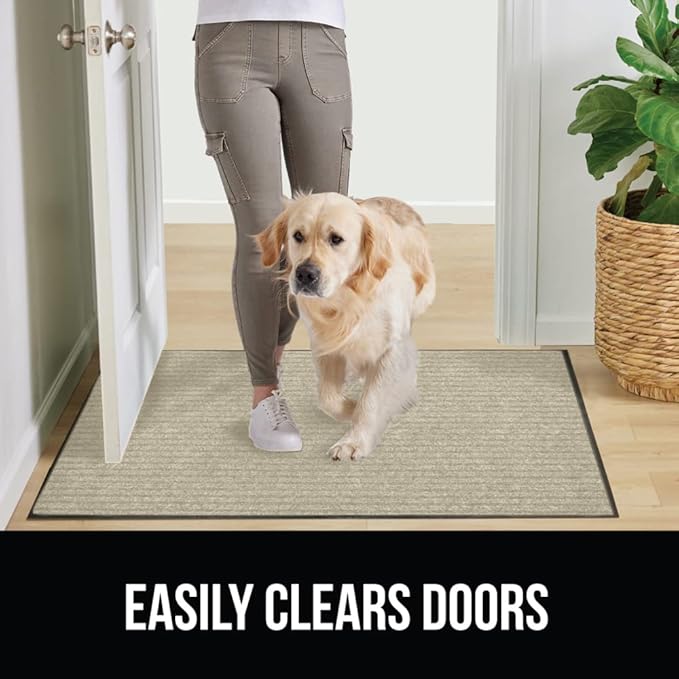 GORILLA GRIP Traffic Guard Door Mat, 60x36, Heavy Duty Welcome Mats, Commercial Office Space Doormat, Waterproof, Fade Resistant, Strong Rubber Backing, Low Profile, Shoe and Boot Scraper, Beige