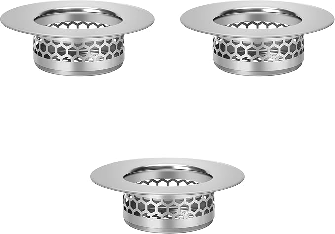 Bathroom Sink Strainer, Bathtub Lavatory Sink Drain Strainer Hair Catcher for Laundry, Mop Pool, Utility, Slop, RV Sink。Fit Hole Size from1.4~1.5",3 Pack(Product SIZE1.3inch)