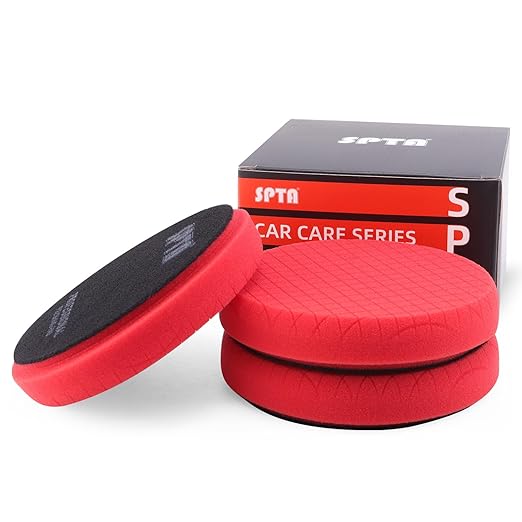Red Finish Polish Pad, 3Pcs 5 Inch Buffing Polishing Pads for 125mm Backing Plate Compound Buffing Sponge for Car Buffer Polisher Compounding, Polishing and Waxing