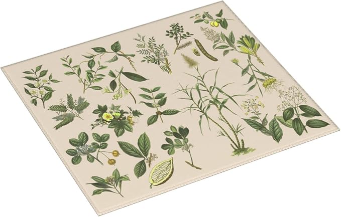 Vintage Plants Herbs Floral Color Microfiber Dish Drying Mat For Kitchen Countertop Absorbent Reversible Drainer Rack Pad 18 X 16 Inch