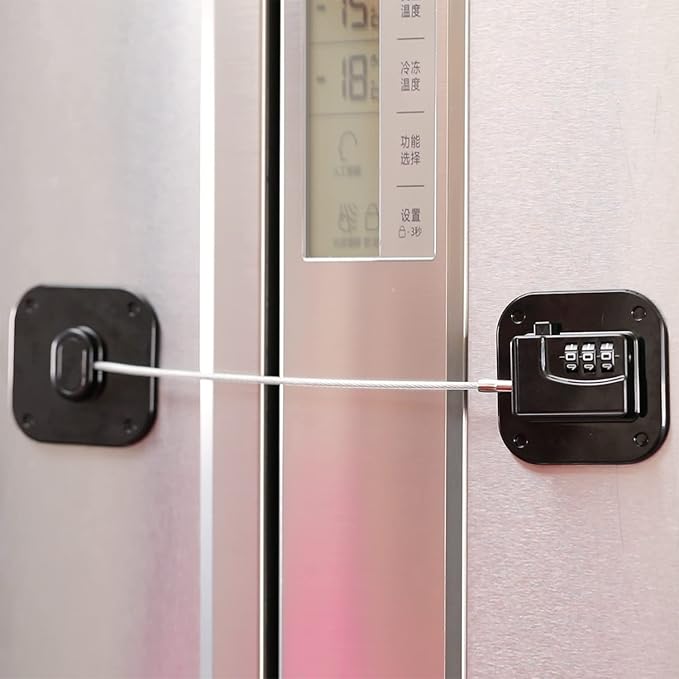 YEYA Upgraded Refrigerator Door Lock with Combination for Adults, Lock for Fridge, Freezer, File Cabinets, Desk Drawers, Locker, Child Safety Latch, Easy Install No Drlling 2 Pack