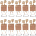 10 Pack,8ml Clear Glass Car Air Freshener Perfume Clip Diffuser,Empty Essential Oil Perfume Vials Diffuser Vent Outlet,Thick Glass Ornament With Wooden Caps,FREE Funnel,Dropper