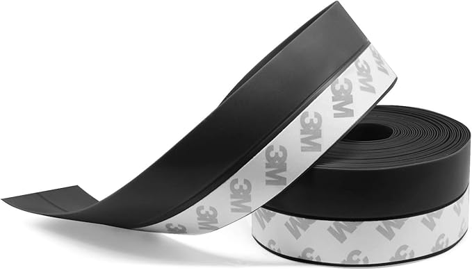 TAROSE Weather Stripping, Silicone Door Seal Strip Door, 16 Feet Long Black (Width 25mm)
