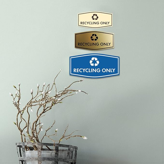 Fancy Recycling Only Sign (Blue) - Medium