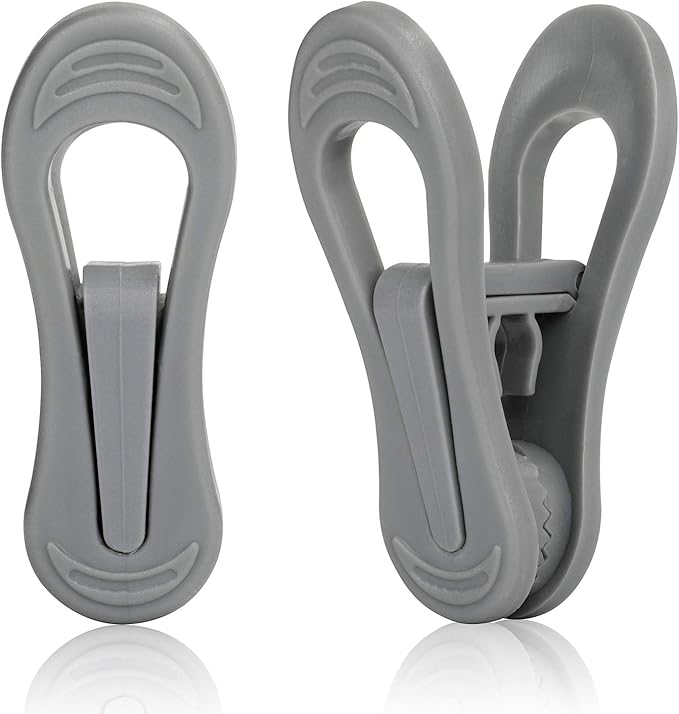 Tinfol 24pc Grey Plastic Hanger Clips, Strong Pinch Grip Finger Clips for Plastic Clothes Hangers, Multi-Purpose Kid Hanger Clip for Skirt Pant Hangers