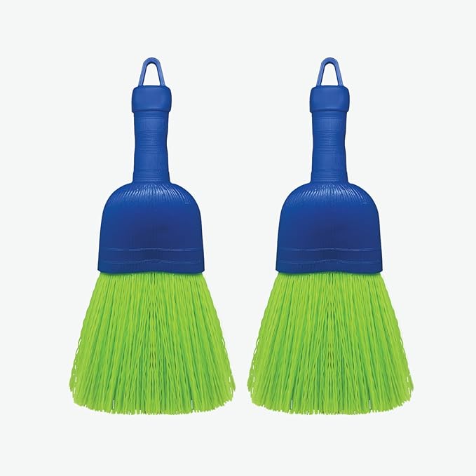 LOLA Whisk Broom, Hand Brush, 2 Pack, Durable Bristles, Whisks Away Dirt & Debris, Compact, Hang Hole for Easy Storage, Indoor/Outdoor