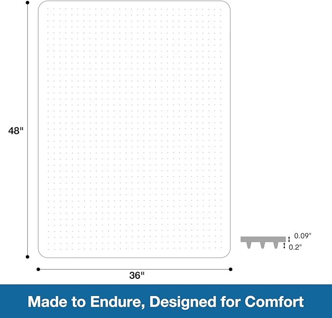 Chair Mat for Carpet, 36" x 48" Desk Chair Mat for Carpeted Floors, Non-Slip Office Vinyl Mat for Carpet with Studded, Easy Glide Heavy Duty Floor Protector Mat for Home Office, Clear