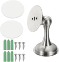 uxcell Magnetic Door Stopper, Stainless Steel Heavy Duty Door Holder, No Drilling Doors Knob Wall Protector with Self-AdhesiveTapes and Screws for Home Office Wall Floor Mounting, Silver