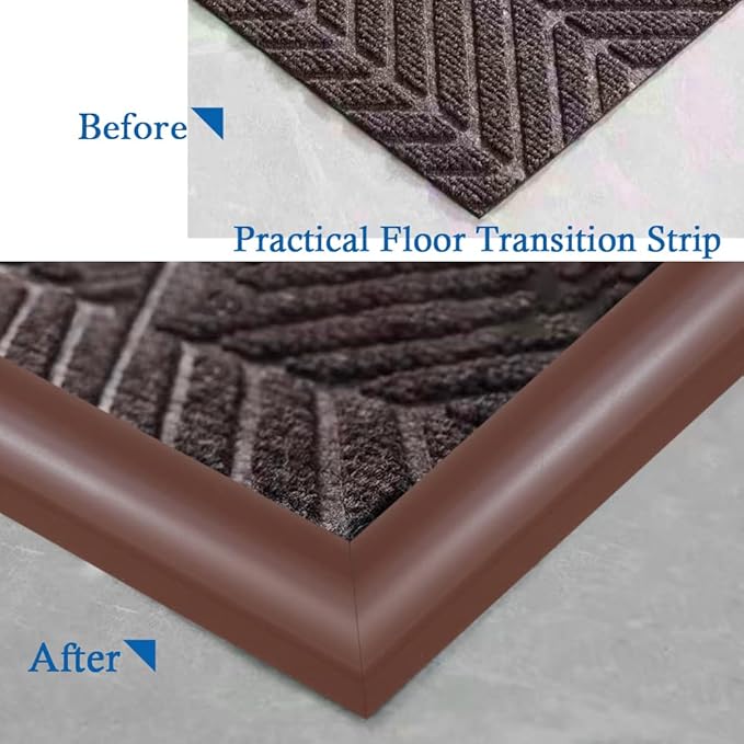 Floor Transition Strip Self Adhesive Carpet & Flooring Transitions Edging Trim Strip PVC Threshold Transitions Suitable for Threshold Height Less Than 10mm (6.56Ft, Brown)