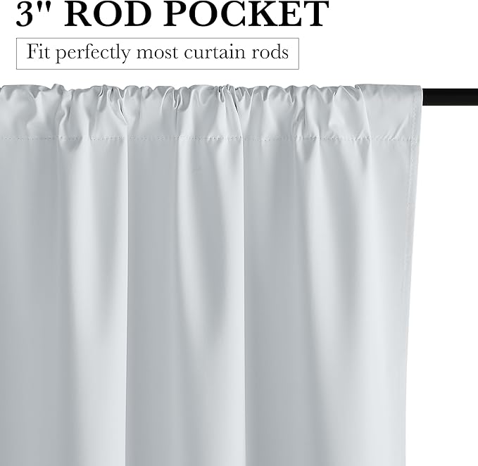 RYB HOME White Blackout Curtains for Bedroom, 100% Blackout Thermal Insulated Noise Reducing Curtains for Living Room Nursery, 42 inches Wide by 72 inches Long, 2 Panels Set