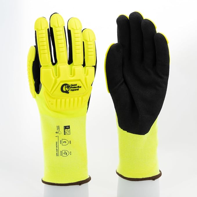 Quest Protective Apparel - High Visibility Cut Resistant Work Gloves - Puncture Resistant Safety Gloves for Men and Women Large, 1 Pair