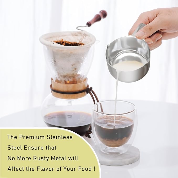 2PCS 1-1/2Cup (360ml, 12oz) Single Measuring Cup, Stainless Steel Measure Scoop, Metric and US Measurement, Dishwasher Safe