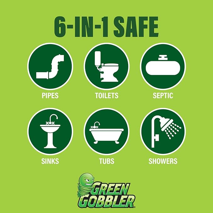 Green Gobbler Drain Clog Remover & Drain Cleaner Powder, 20+ Treatments, Maintenance Breaks Down Grease, Paper, Fat & Oil, Septic Safe