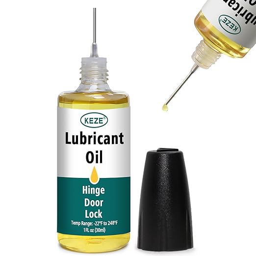 Keze Door Hinge Lubricant Door Squeaky Fix Lubricating Oil for Noise Synthetic Knife Oil Lube for Lock Hinge Hair Trimmers Knife Pivot Machine Tools Watch Keyhole with Needle Oiler 1 oz, 1 Pcs