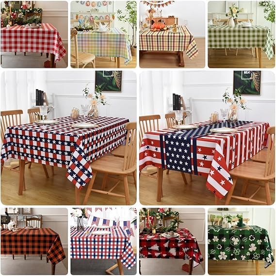 Classic Gingham Buffalo Tablecloth Fabric - Oblong 90x156 Inch Water Proof Checkered Table Cloth for Indoor Outdoor - Table Cover for Birthday, Picnics, BBQs, and Parties
