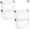 Superio Clear Storage Boxes with Lids, 4.75 Quart Plastic Container Bins for Organizing, Stackable Crates, BPA Free, Non Toxic, Odor Free, Organizers for Home, Office and Dorm, 4 Pack