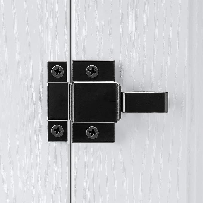 2 Packs Self-Closing Latches, Black Spring Door Lock, Aluminum Alloy Automatic Gate Latch with Spring Loaded Pin, Security Window & Cabinet Lock