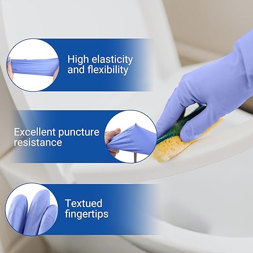 JMU 200 Count XS Nitrile Gloves, Disposable Latex-Free Powder-Free Gloves, Tear-Resistant, Non-Sterile, Violet Blue
