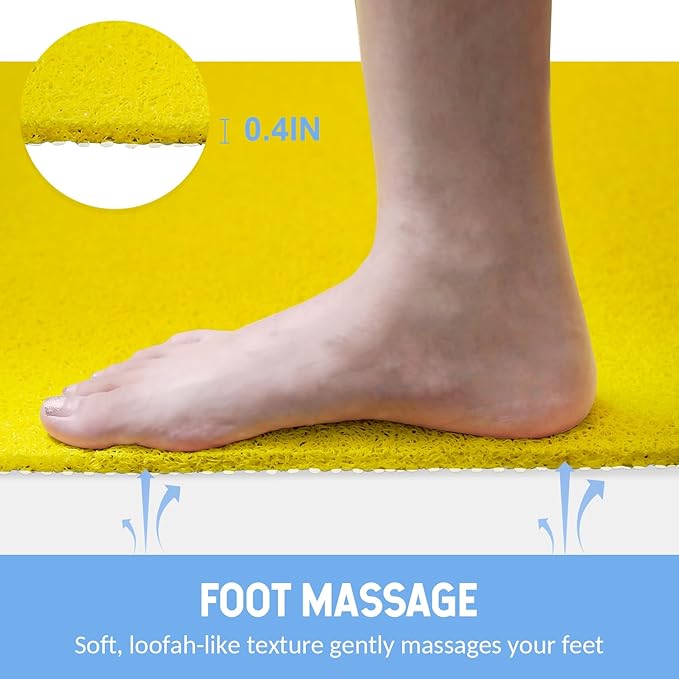 Non-Slip Bathtub Mat, Anti Slip Shower Mat, Fast Drying Bathtub Mats, Foot Scrubber Mat, Anti Slip Mat for Tub, Floor, Bathroom, Kitchen, Home, Hotel (Yellow 32"×17")