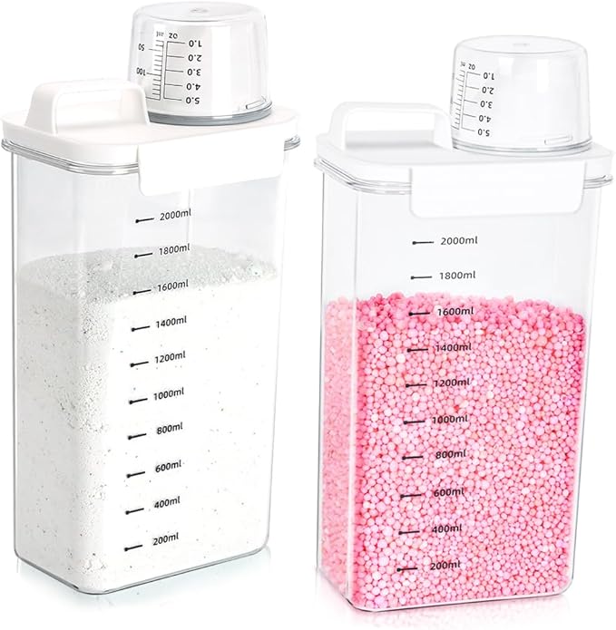 2 Packs Laundry Detergent Dispenser, Tokokimo Laundry Power Container,Laundry Scent Booster Beads Dispenser for Washing Powder, Soda Powder, Grain