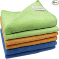 Microfiber Cleaning Cloth for Kitchen Housekeeping Dish Electronics Dust Rags Thick Lint Free Car Wash DryingTowel (12"x12") Green/Blue/Orange -6 Pack