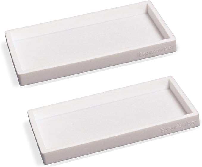 Countertop and Vanity Tray - 2 PC Small 7.7" Silicone Bathroom Trays, Kitchen Soap Tray, Dish Sponge Soap Holder Kitchen Sink Organizer Caddy, Bathroom Counter Trays for Lotion Dispenser