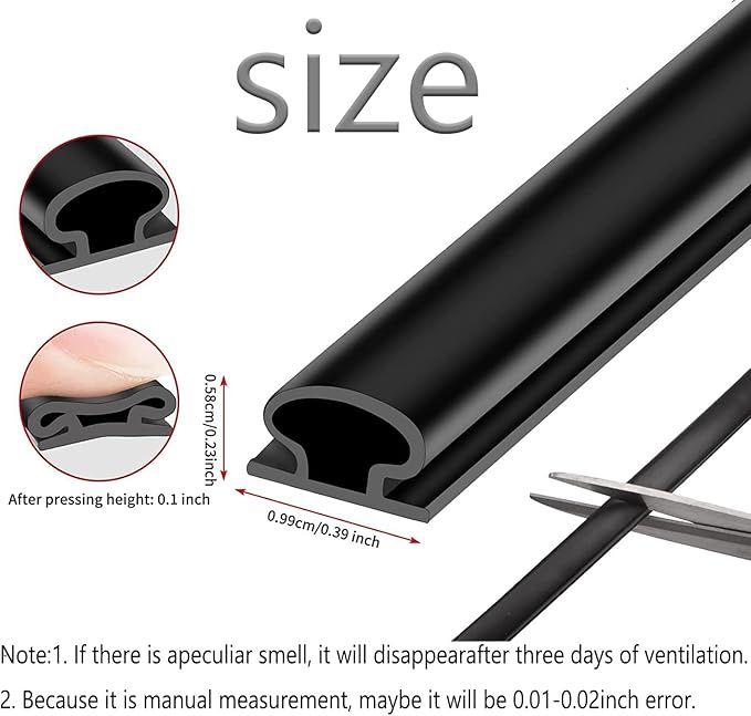 White Rubber Weather Stripping Door Seal Strip, D Shape Door Rubber Weather Seal Strip, SelfAdhesive Weatherstripping Soundproofing Doors Sealing Strip for Windows (23 feet, White)